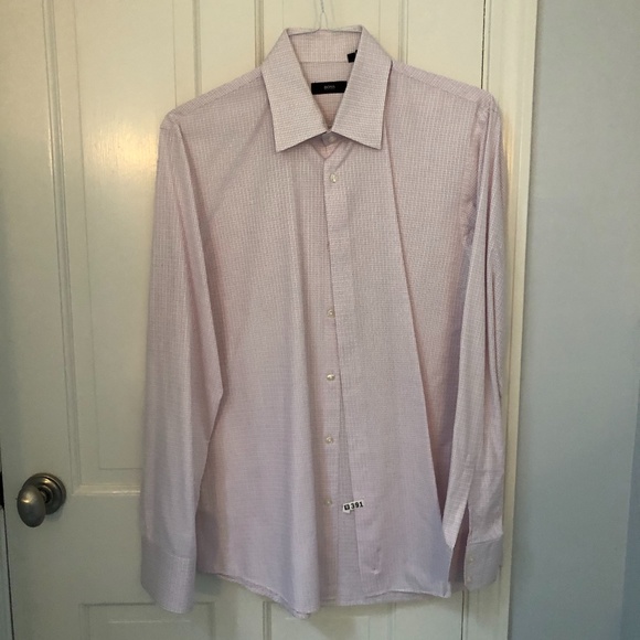 Hugo Boss White and Pink Mens Button Down Shirt - Picture 2 of 4